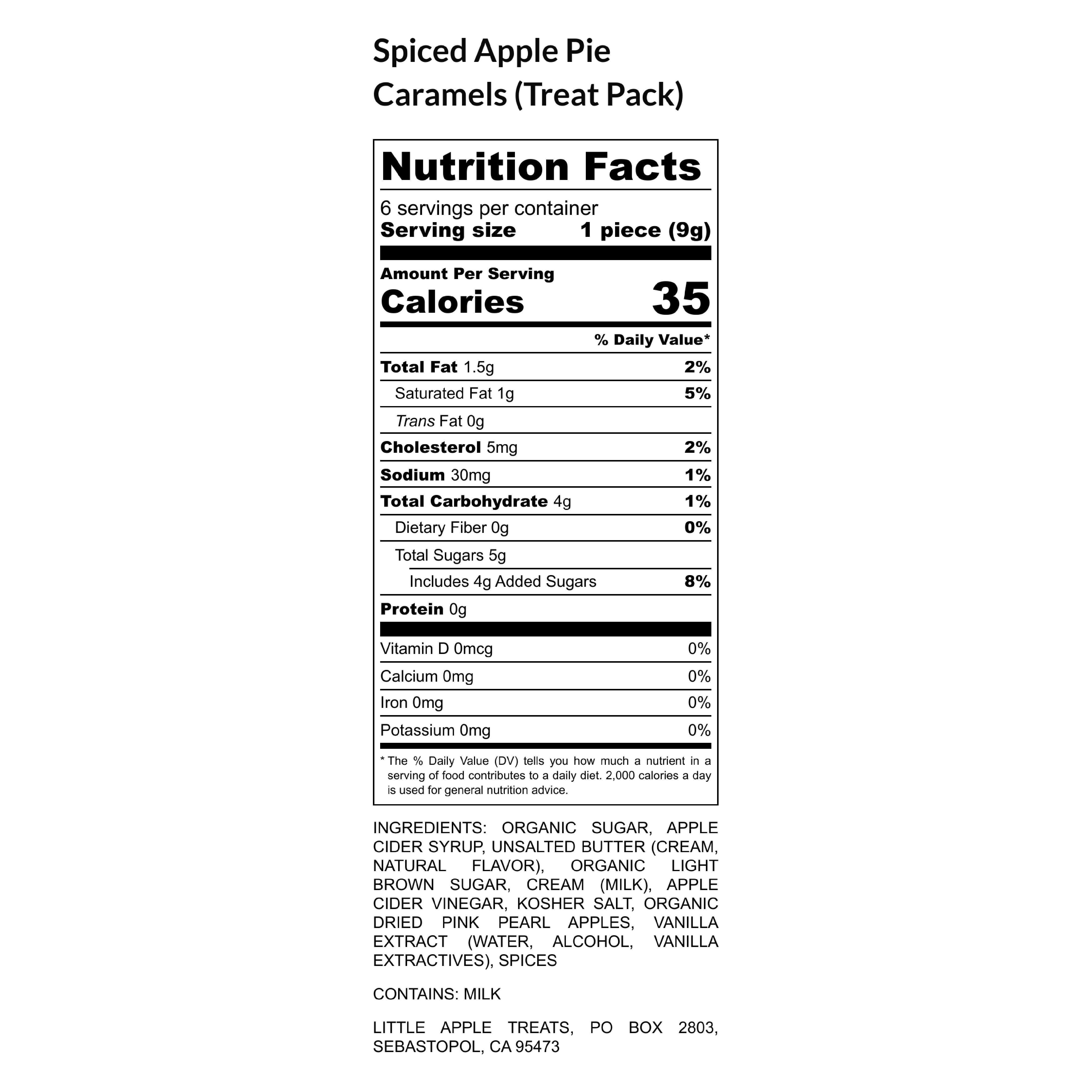 6 Pack -  Spiced Apple Pie Apple Cider Caramels Treat Pack